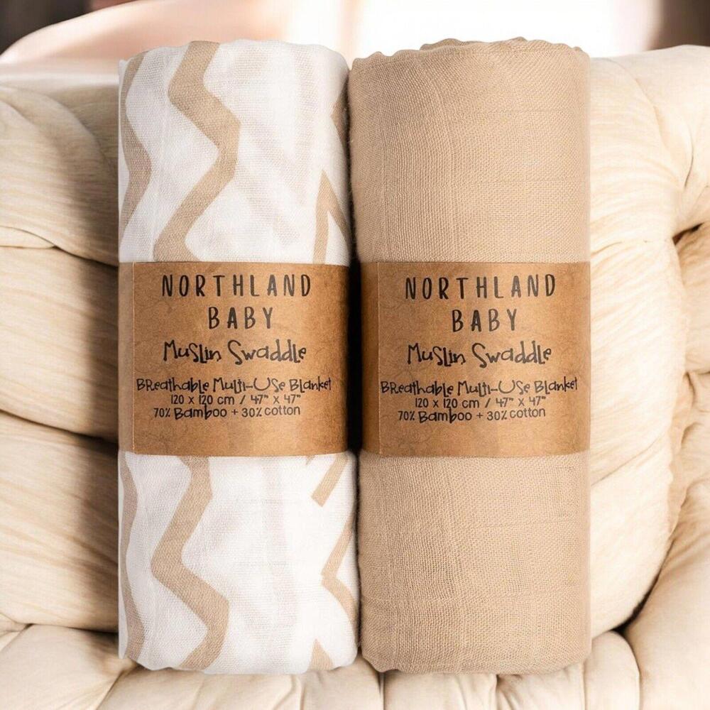 Muslin Swaddle Blanket, Receiving Blanket, 47" x 47" Blanket, 2 Pack